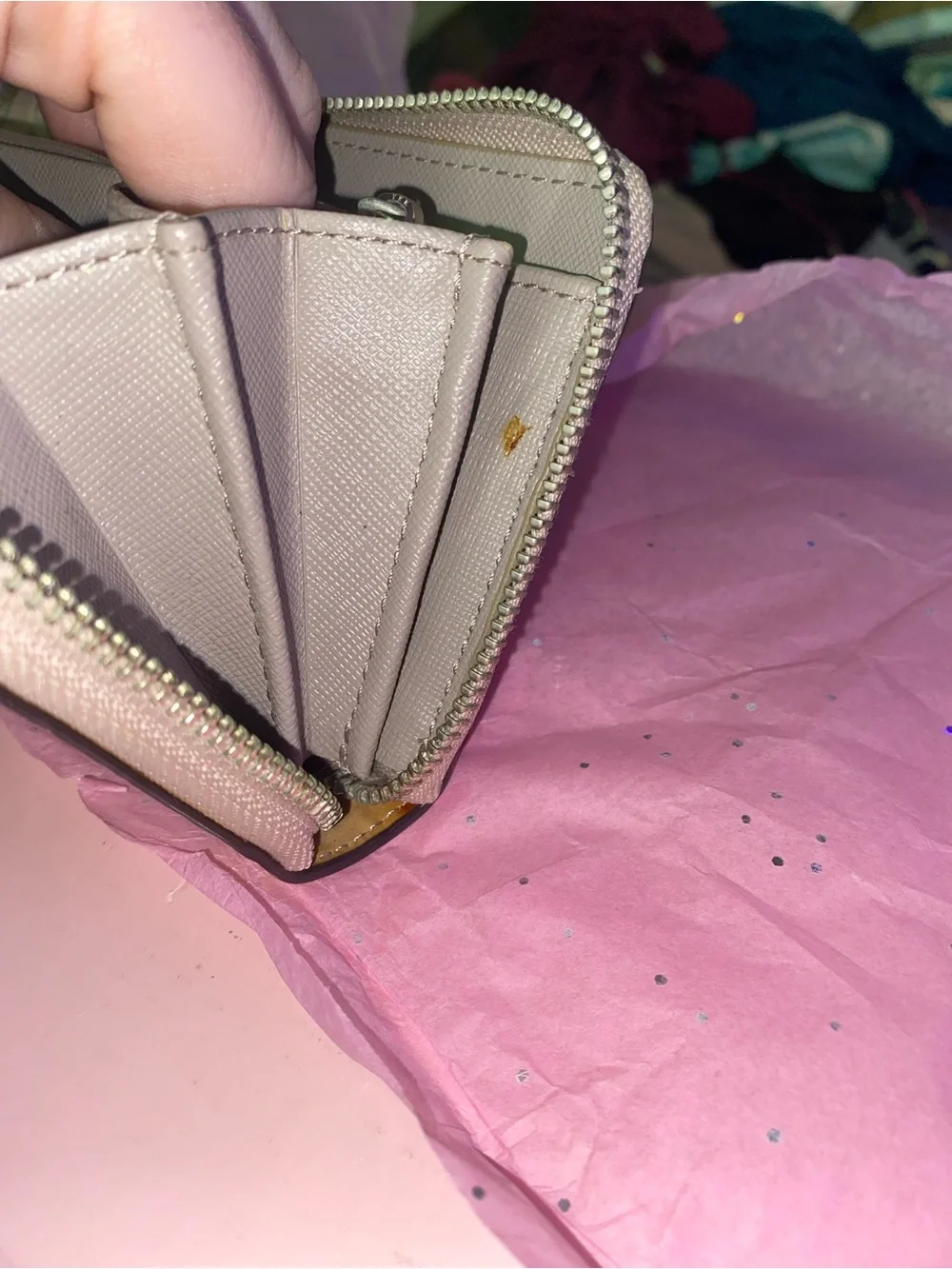 Coach Pebbled Signature Heart Wristlet in Beige